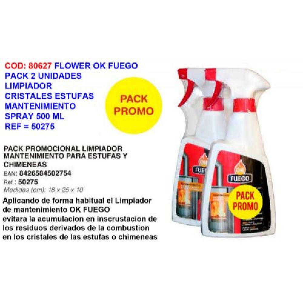 FLOWER OK FUEGO PACK LIMPIADOR ESTUFA CHIMENEA