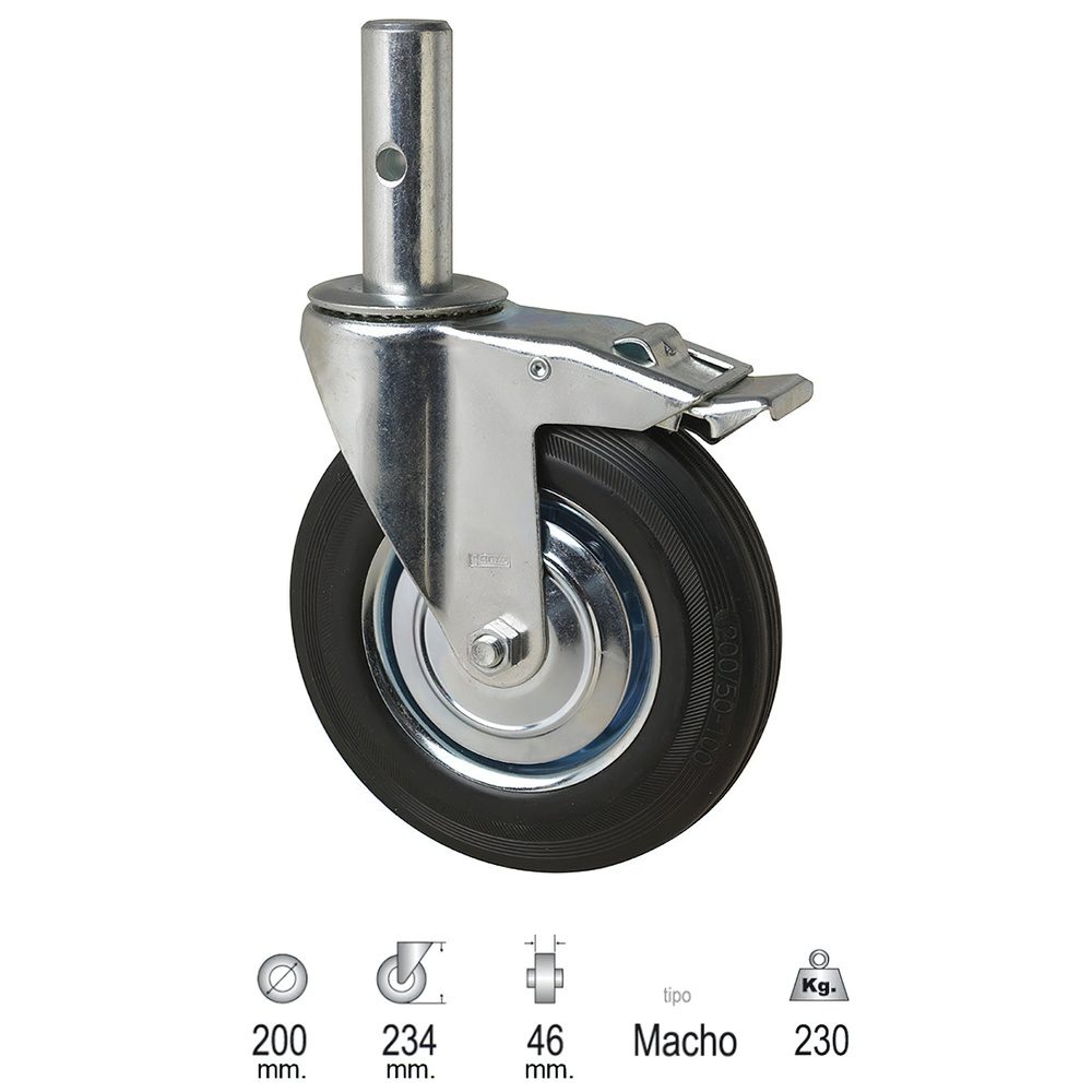 RUEDA IND  ANDAMIO MACHO 200MM