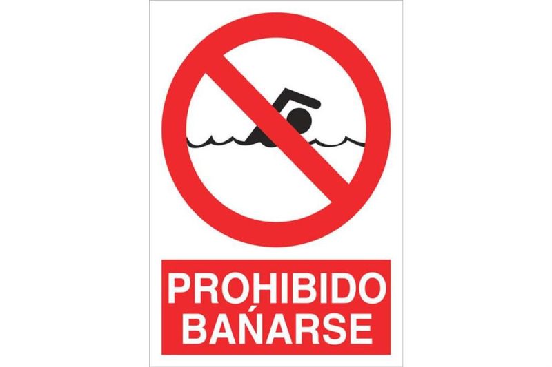 SEÑAL POLIESTIRENO 420X297MM PROHIBIDO BAÑARSE