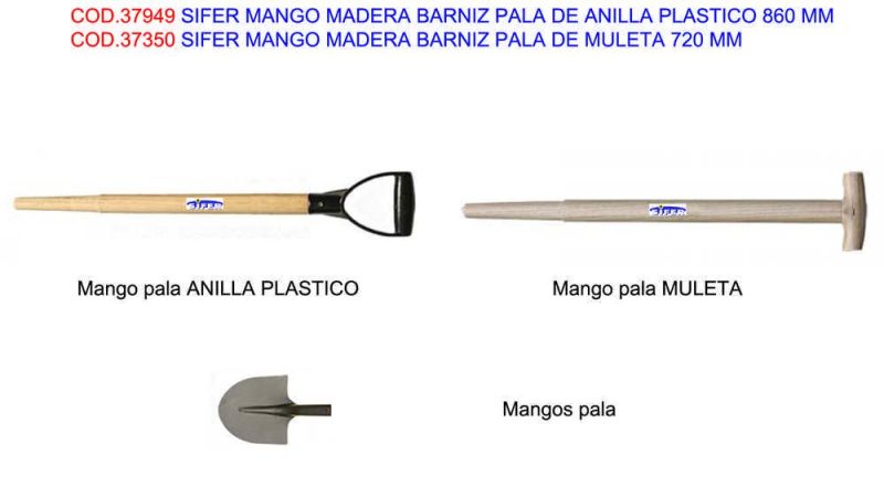 SIFER MANGO MADERA BARNIZ PALA DE ANILLA 800MM